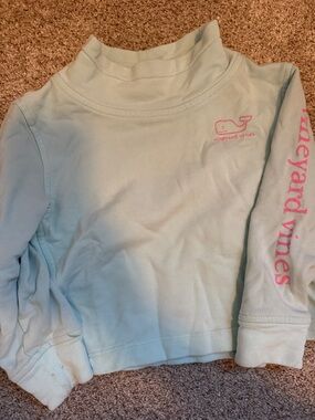 Vineyard Vines Light Blue Long Sleeve Tee with Pink Logo
